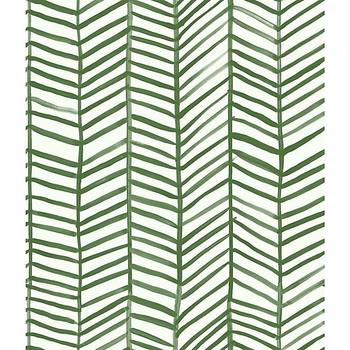 slide 2 of 9, RoomMates Cat Coquillette Herringbone Peel & Stick Wallpaper - Green/White, 1 ct