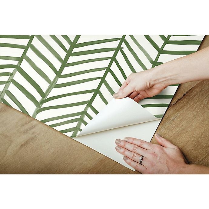 slide 4 of 9, RoomMates Cat Coquillette Herringbone Peel & Stick Wallpaper - Green/White, 1 ct