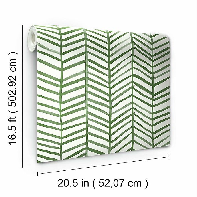 slide 5 of 9, RoomMates Cat Coquillette Herringbone Peel & Stick Wallpaper - Green/White, 1 ct