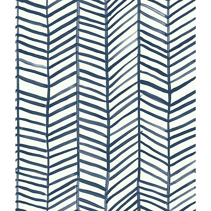 slide 7 of 9, RoomMates Cat Coquillette Herringbone Peel & Stick Wallpaper - Navy/White, 1 ct