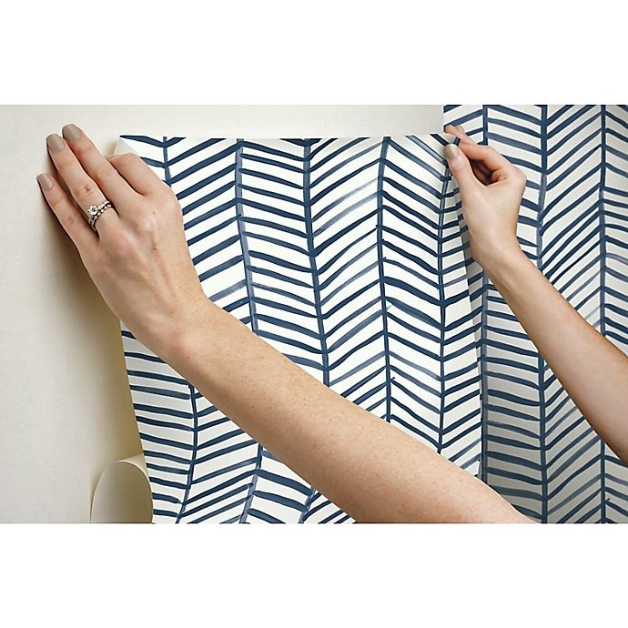 slide 8 of 9, RoomMates Cat Coquillette Herringbone Peel & Stick Wallpaper - Navy/White, 1 ct