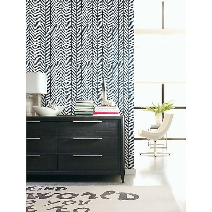 slide 9 of 9, RoomMates Cat Coquillette Herringbone Peel & Stick Wallpaper - Navy/White, 1 ct