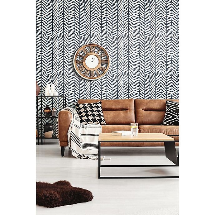 slide 2 of 9, RoomMates Cat Coquillette Herringbone Peel & Stick Wallpaper - Navy/White, 1 ct