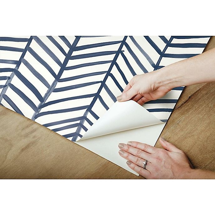 slide 4 of 9, RoomMates Cat Coquillette Herringbone Peel & Stick Wallpaper - Navy/White, 1 ct