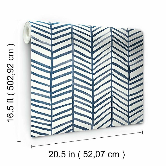 slide 5 of 9, RoomMates Cat Coquillette Herringbone Peel & Stick Wallpaper - Navy/White, 1 ct