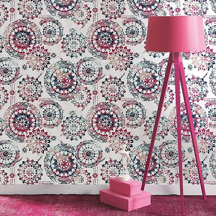 slide 2 of 4, RoomMates Bohemian Peel & Stick Wallpaper - Pink, 1 ct