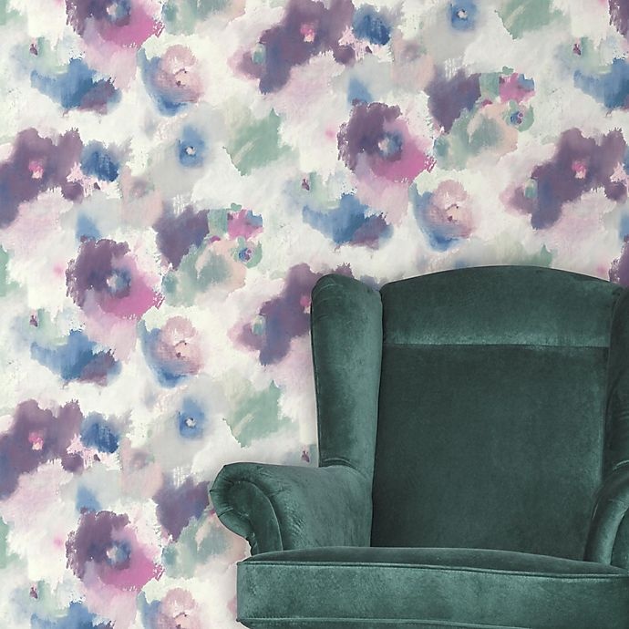 slide 5 of 9, RoomMates Peel & Stick Impressionist Floral Wallpaper - Grey, 1 ct