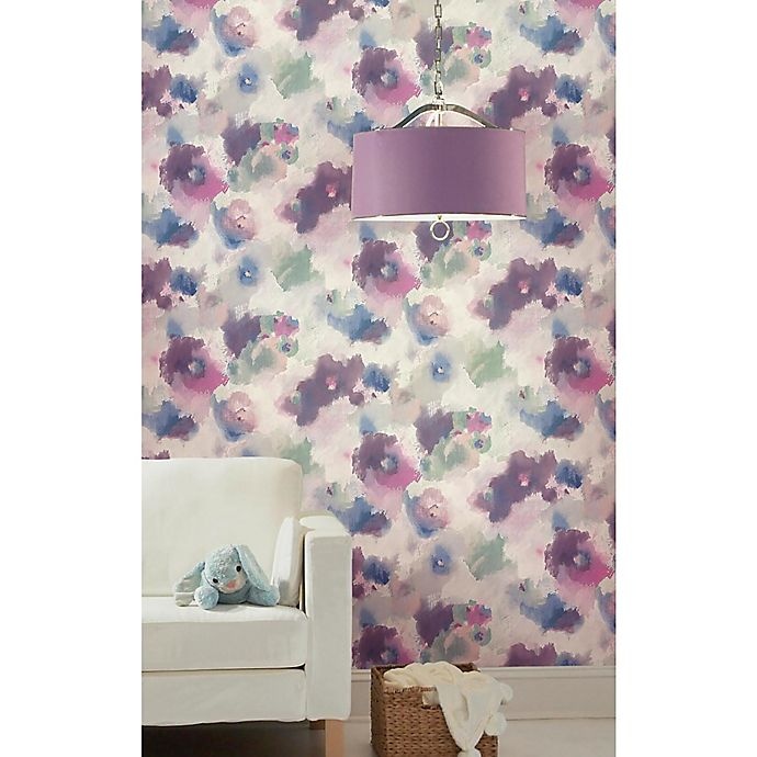 slide 9 of 9, RoomMates Peel & Stick Impressionist Floral Wallpaper - Grey, 1 ct