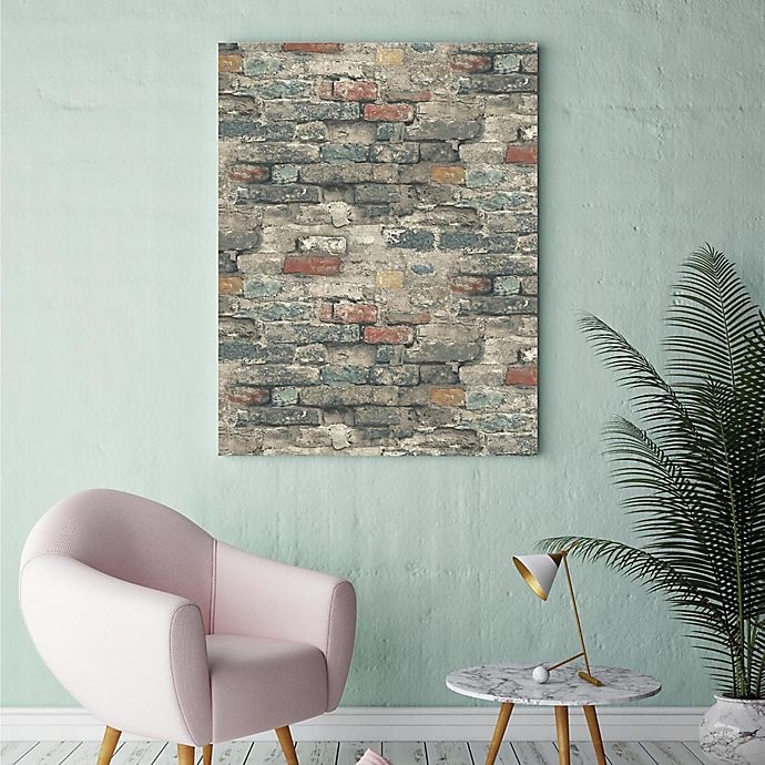 slide 3 of 9, RoomMates Peel & Stick Brick Alley Wallpaper - Teal, 1 ct