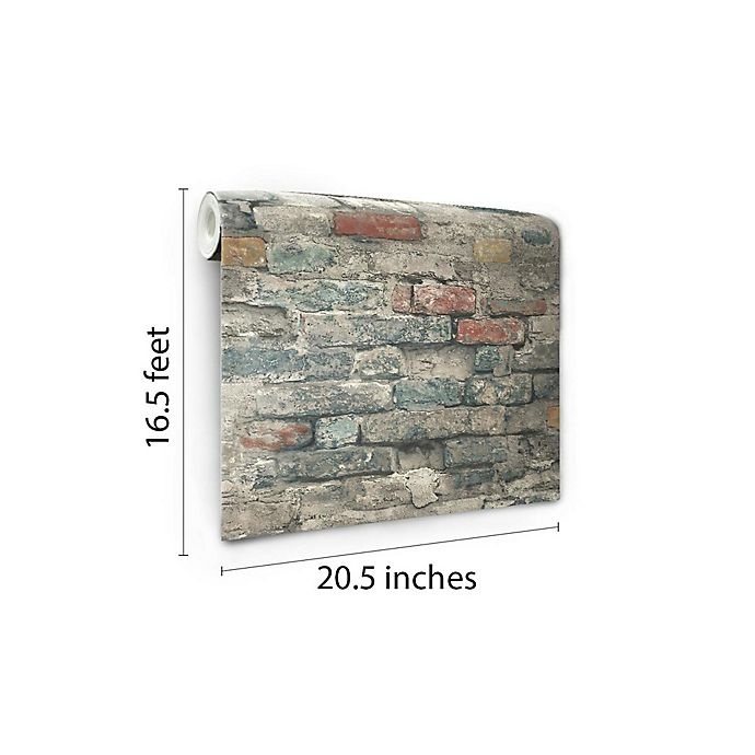 slide 6 of 9, RoomMates Peel & Stick Brick Alley Wallpaper - Teal, 1 ct