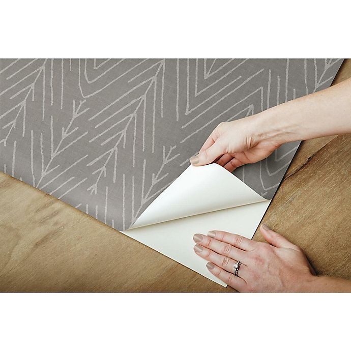 slide 4 of 9, RoomMates Twig Hygee Herringbone Peel & Stick Wallpaper - Grey/Charcoal, 1 ct