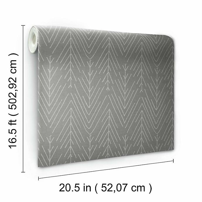 slide 5 of 9, RoomMates Twig Hygee Herringbone Peel & Stick Wallpaper - Grey/Charcoal, 1 ct