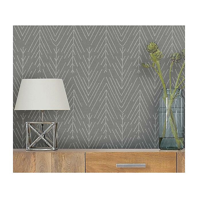 slide 1 of 9, RoomMates Twig Hygee Herringbone Peel & Stick Wallpaper - Grey/Charcoal, 1 ct