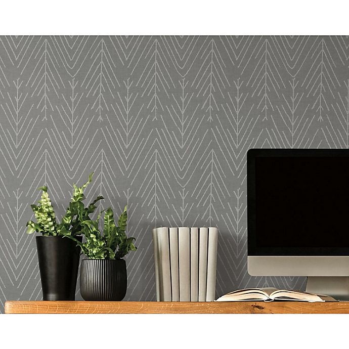 slide 8 of 9, RoomMates Twig Hygee Herringbone Peel & Stick Wallpaper - Grey/Charcoal, 1 ct