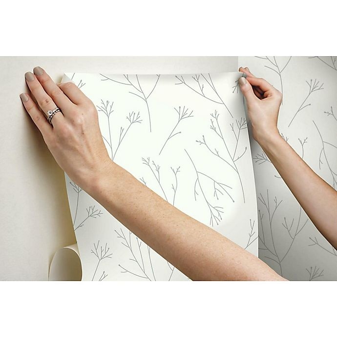 slide 4 of 8, RoomMates Twigs Peel & Stick Wallpaper - Grey/White, 1 ct