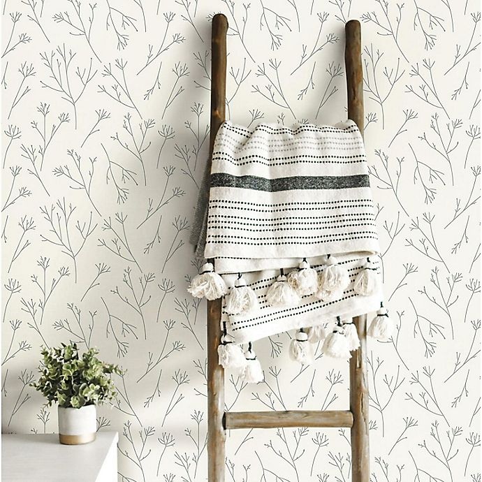 slide 6 of 8, RoomMates Twigs Peel & Stick Wallpaper - Grey/White, 1 ct