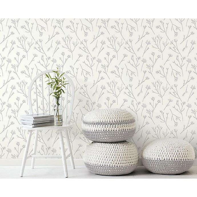 slide 1 of 8, RoomMates Twigs Peel & Stick Wallpaper - Grey/White, 1 ct