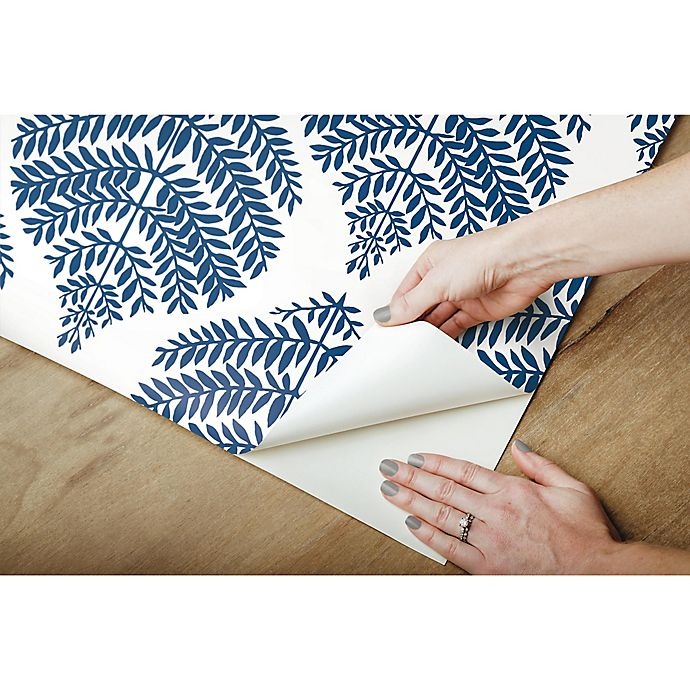 slide 7 of 8, RoomMates Hygge Fern Damask Peel & Stick Wallpaper - Blue, 1 ct