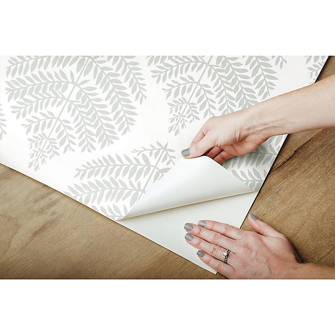 slide 6 of 8, RoomMates Hygge Fern Damask Peel & Stick Wallpaper - Grey, 1 ct