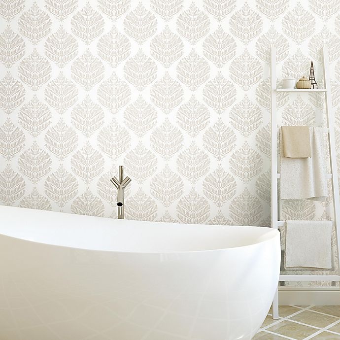 slide 3 of 8, RoomMates Hygge Fern Damask Peel & Stick Wallpaper - Taupe, 1 ct