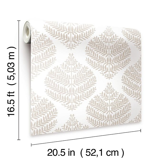 slide 8 of 8, RoomMates Hygge Fern Damask Peel & Stick Wallpaper - Taupe, 1 ct