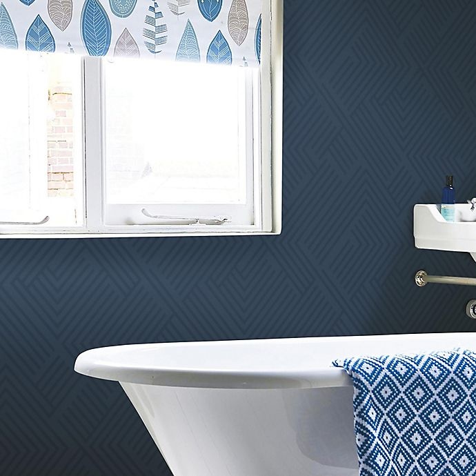 slide 5 of 7, Roommates Perplexing Peel & Stick Wallpaper - Blue, 1 ct