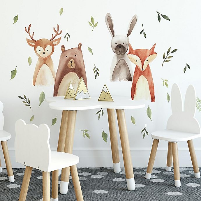 slide 4 of 5, RoomMates Watercolor Woodland Critters Peel and Stick Wall Decals, 1 ct