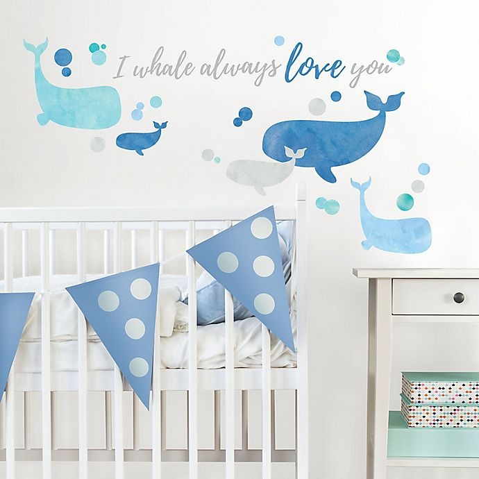 slide 2 of 2, York Wallcoverings RoomMates I Whale Always Love You Peel and Stick Wall Decals - Blue, 1 ct
