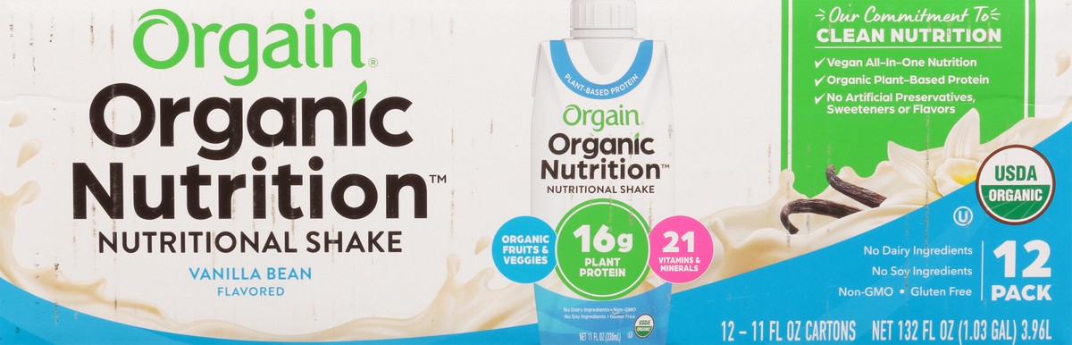 slide 7 of 9, Orgain Organic Nutrition Vegan Protein Shake, Plant Based, Vanilla Bean 11oz, 12ct, 132 fl oz