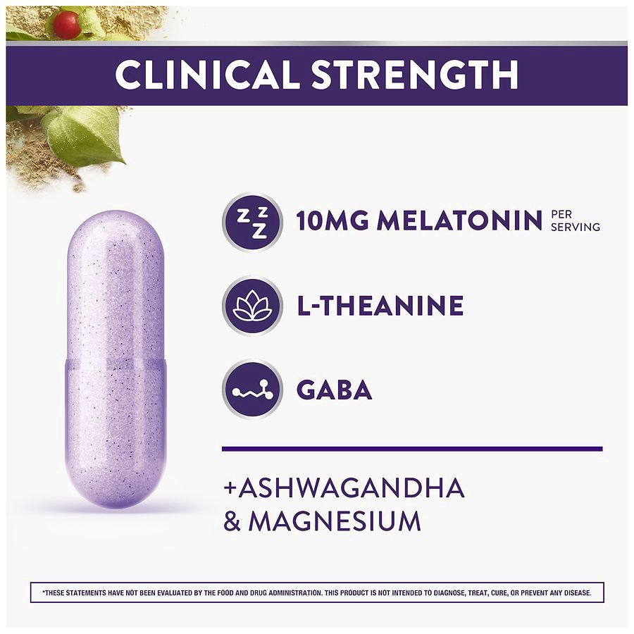 slide 3 of 5, Vicks ZzzQuil PURE Zzzs Complete Sleep, Melatonin 10mg, L-Theanine, GABA, with Ashwagandha, and Magnesium, Melatonin Sleep Aid, 42 Count, 42 ct