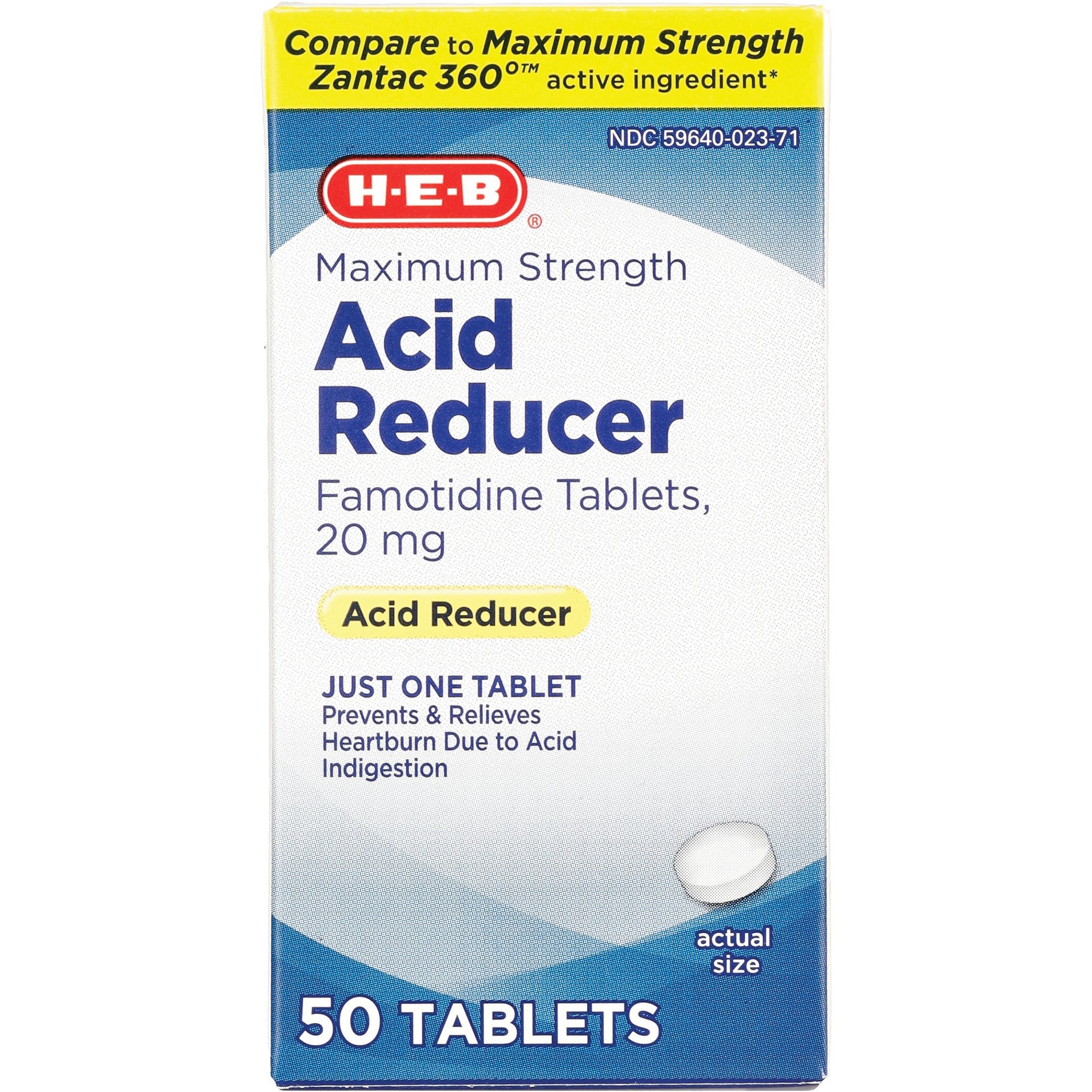 slide 1 of 1, H-E-B Acid Reducer Famotidine Tablets - 20 mg, 50 ct