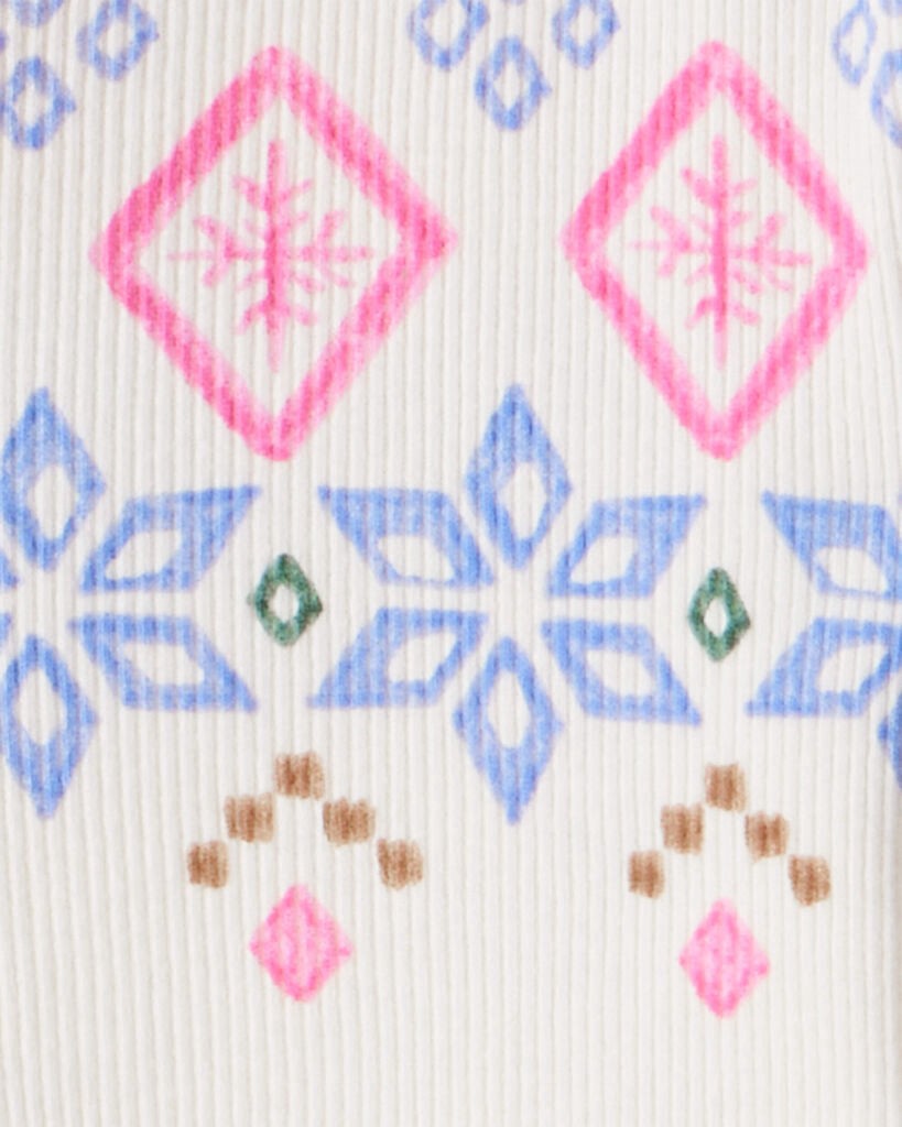 slide 2 of 2, Oshkosh Girls Fair Isle Thermal Henley Top - Ivory Cream 7, 1 ct