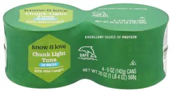 Know & Love Chunk Light Tuna in Water - 4 pk, 20 oz