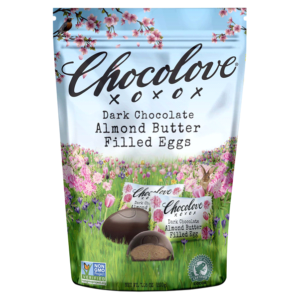 slide 1 of 1, Chocolove Almond Butter Dark Chocolate Eggs, 7.05 oz