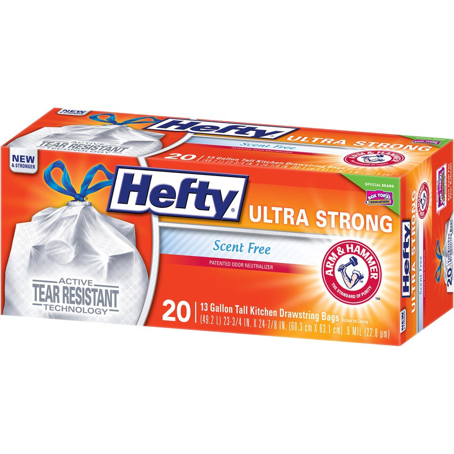 slide 3 of 6, Hefty Ultra Strong Scent Free Tall Kitchen Bag, 20 ct