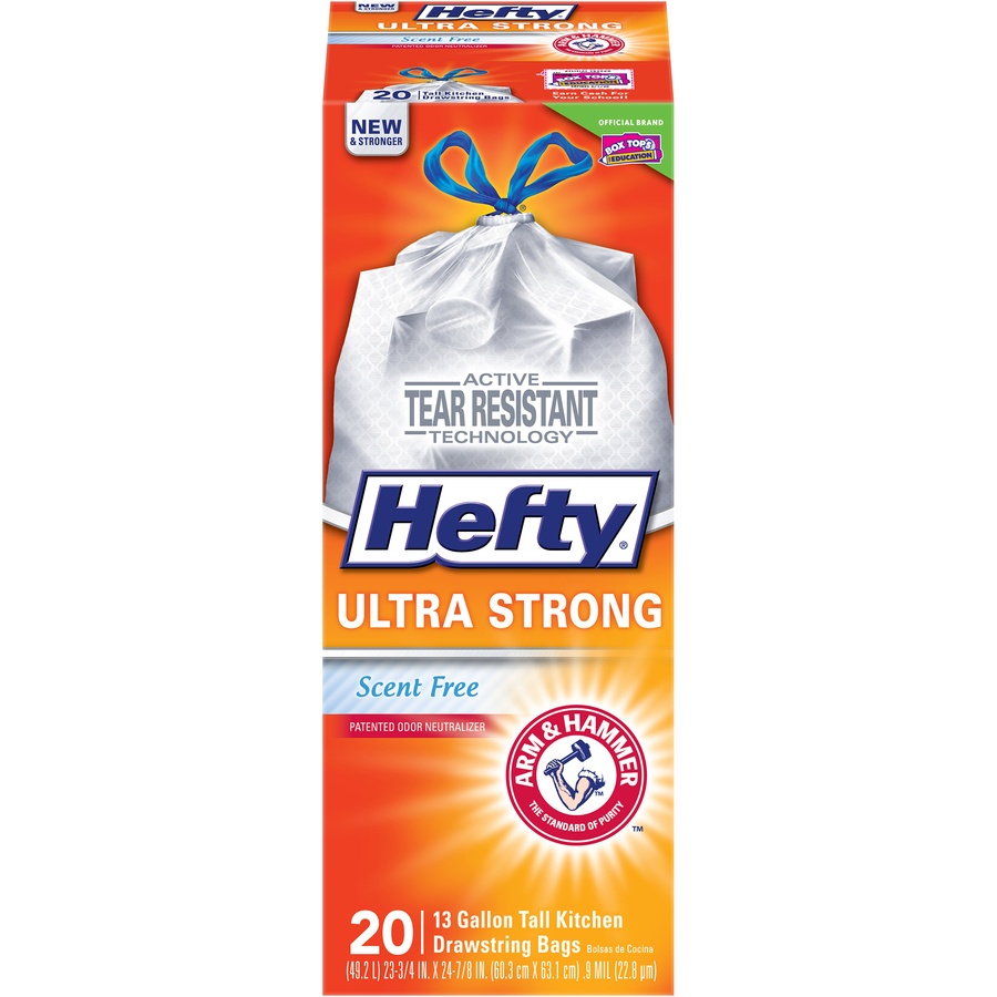 slide 1 of 6, Hefty Ultra Strong Scent Free Tall Kitchen Bag, 20 ct