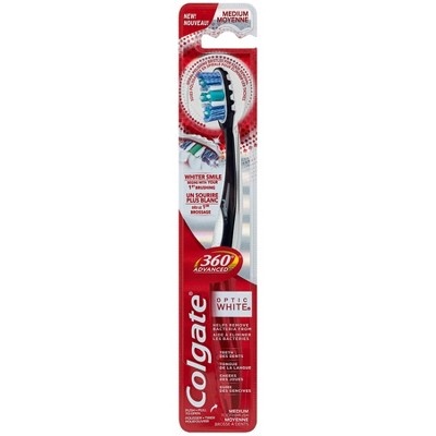 slide 1 of 9, Colgate 360 Optic White Advanced Medium Manual Toothbrush, 1 ct