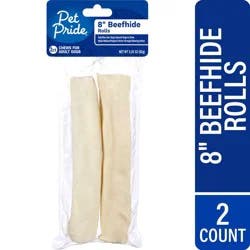 Pet Pride 8 Inch Beefhide Roll Chews Adult Dog Treats, 2 ct / 3.25 oz