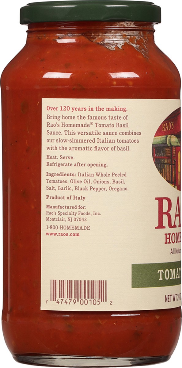slide 9 of 9, Rao's Homemade Tomato Basil Sauce 24 oz, 24 oz