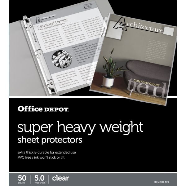 slide 1 of 1, Office Depot Brand Super Heavyweight Sheet Protectors, Pack Of 50, 50 ct