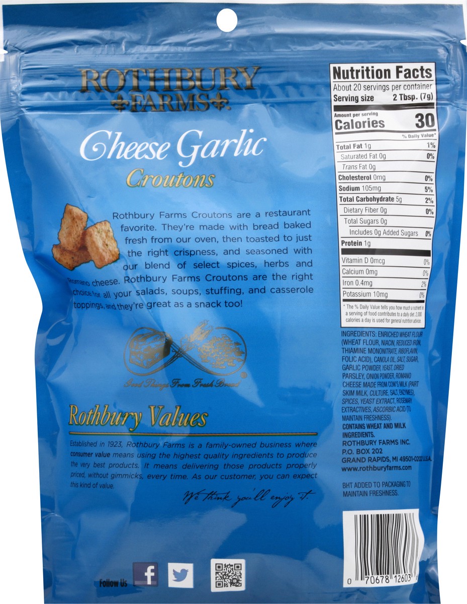 slide 2 of 9, Rothbury Farms Cheese Garlic Croutons 5 oz, 5 oz