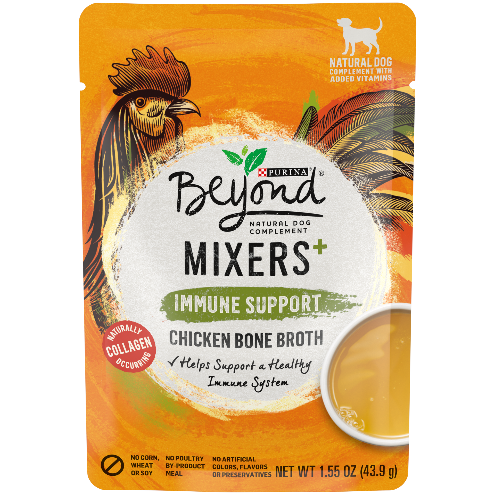 slide 1 of 1, Beyond Purina Beyond Limited Ingredient, Natural Wet Dog Food Complement, Mixers+ Immune Support Chicken Bone Broth, 1.55 oz