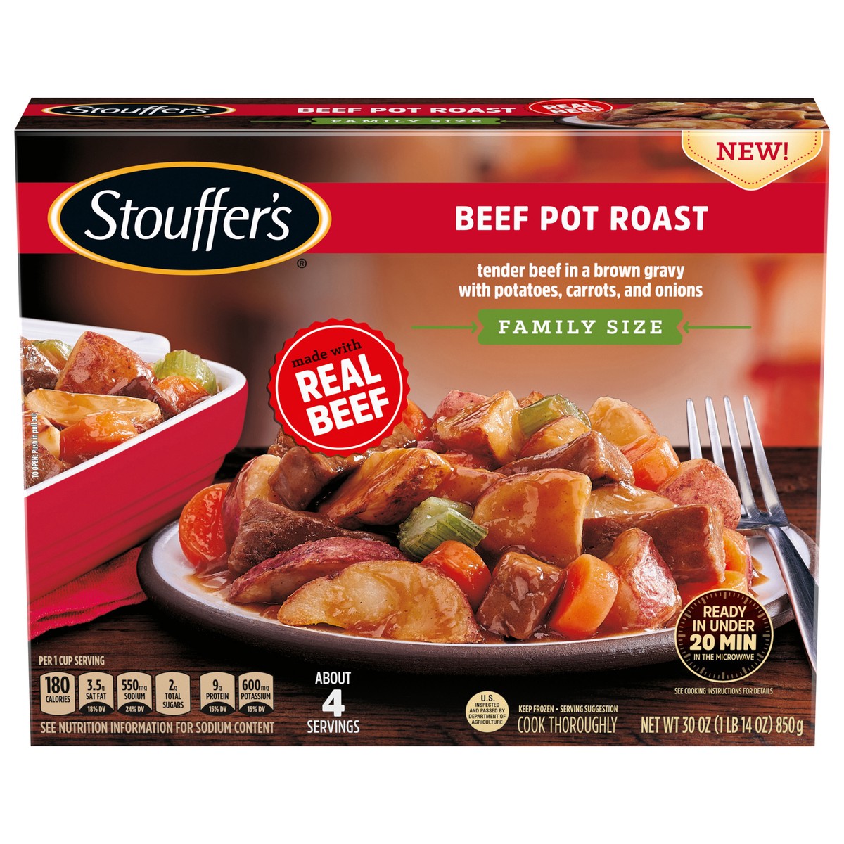 slide 12 of 14, Stouffer's Stouffer''s Beef Pot Roast, Family Size, Frozen Dinner, Easy Meals, Oven & Microwave Dinner, 30 oz