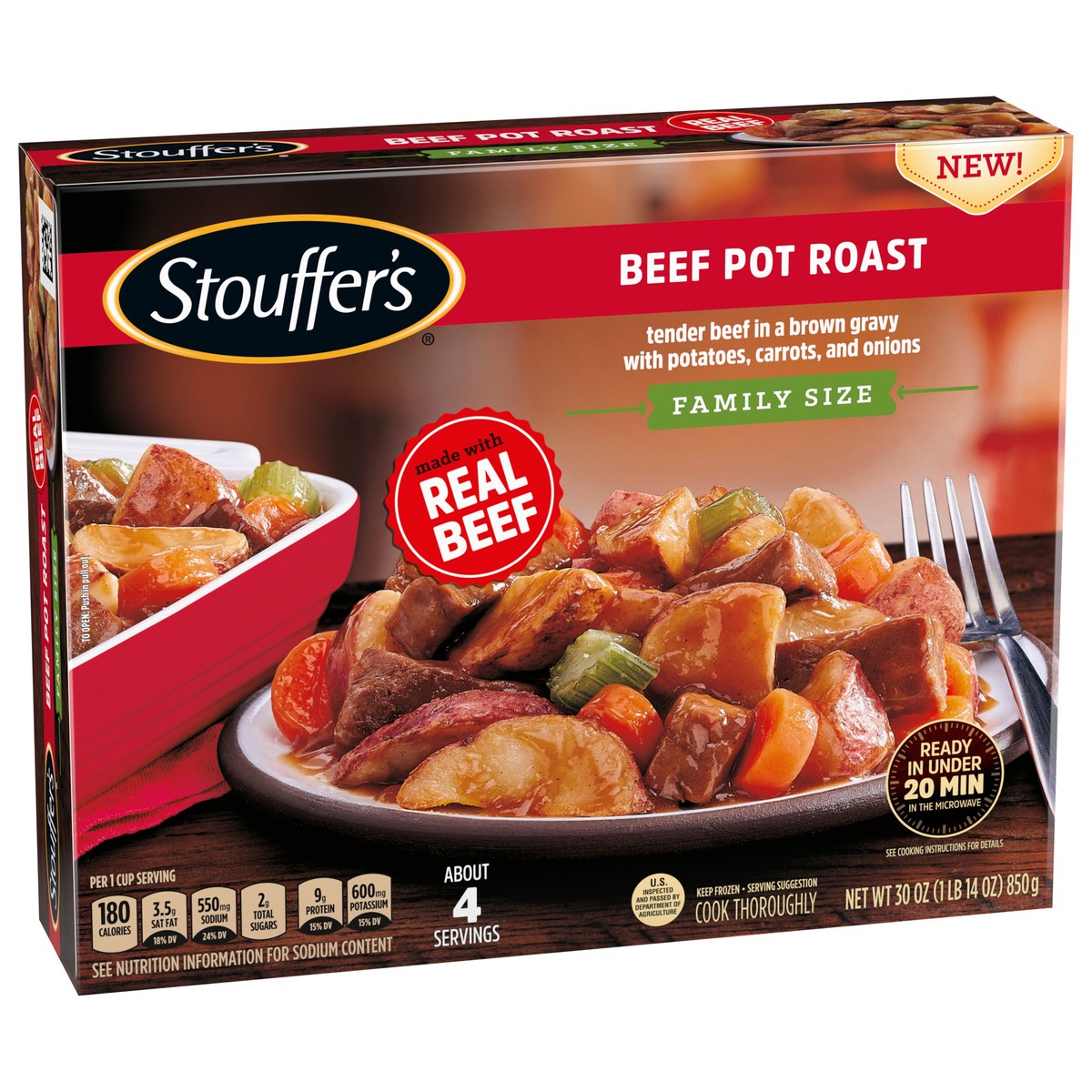slide 10 of 14, Stouffer's Stouffer''s Beef Pot Roast, Family Size, Frozen Dinner, Easy Meals, Oven & Microwave Dinner, 30 oz