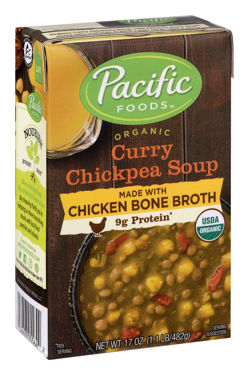 slide 2 of 10, Pacific Foods Organic Curry Chickpea Soup, 17 oz