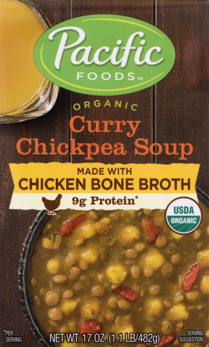slide 9 of 10, Pacific Foods Organic Curry Chickpea Soup, 17 oz