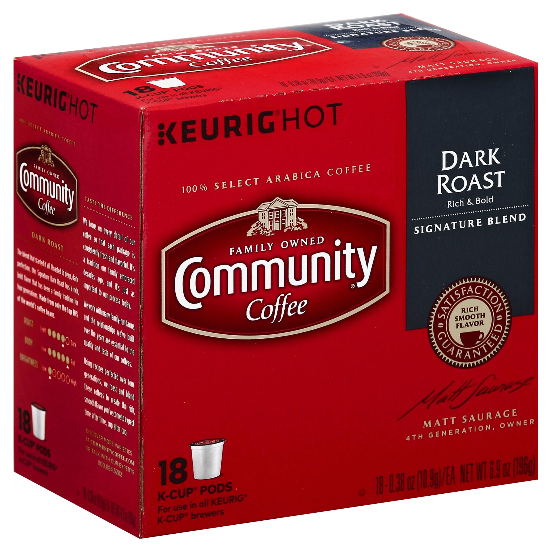 slide 1 of 7, Community Coffee Dark Roast Coffee Cup Pods, 18 ct