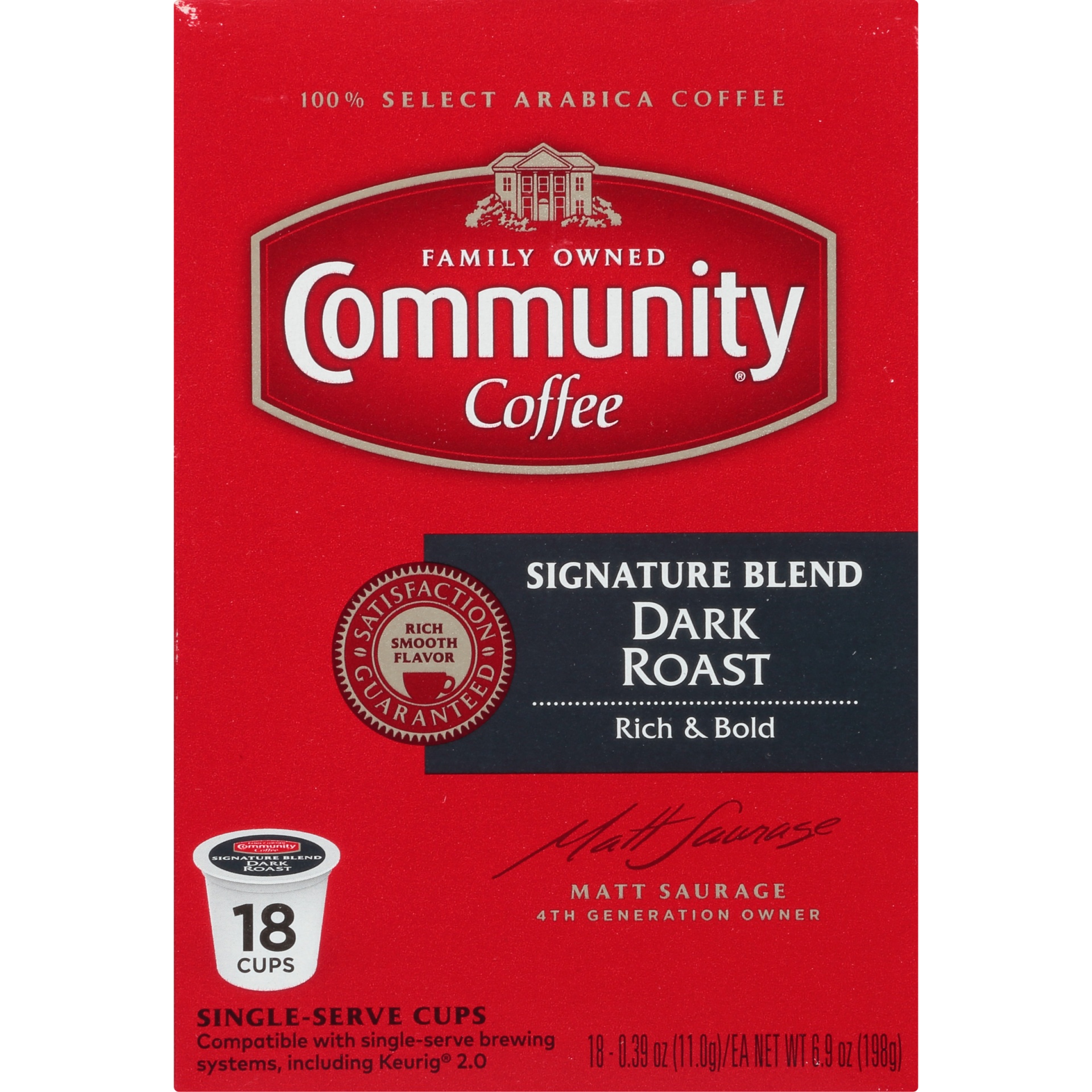 slide 4 of 7, Community Coffee Dark Roast Coffee Cup Pods, 18 ct