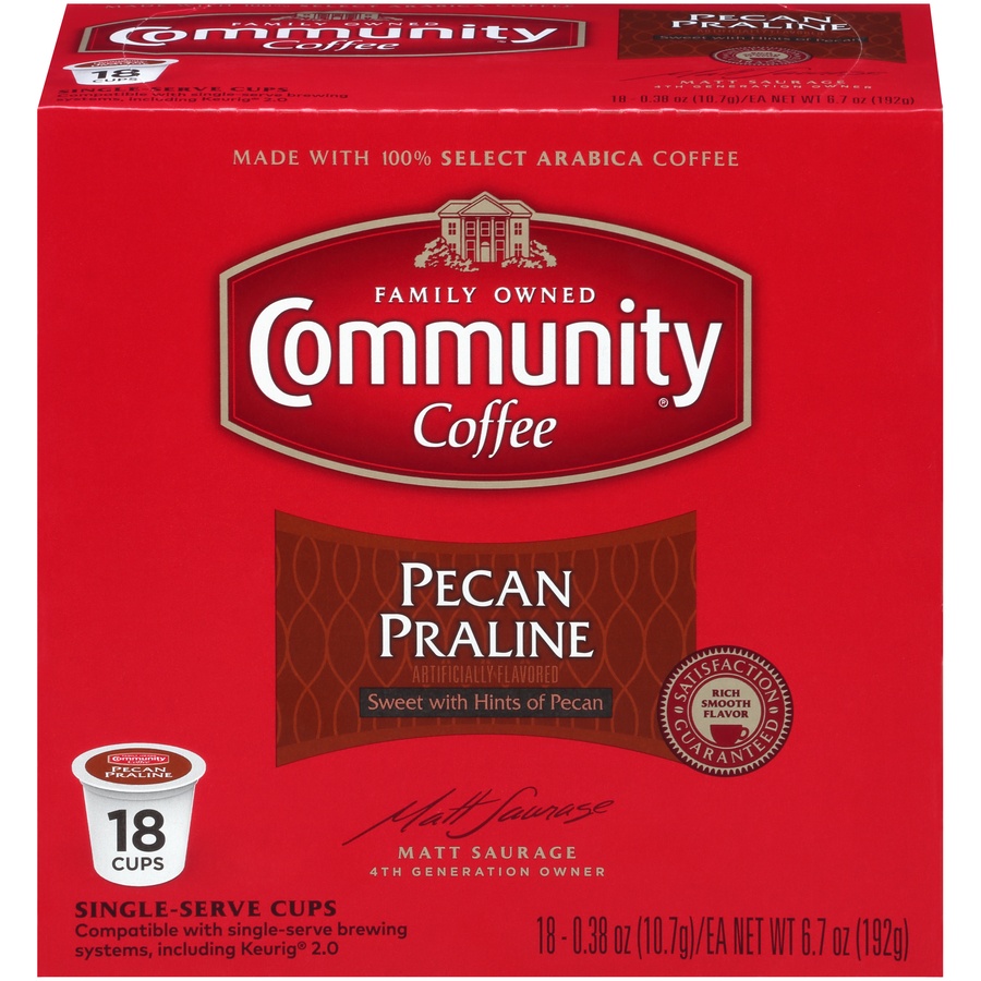 slide 1 of 7, Community Coffee Pecan Praline, 18 ct