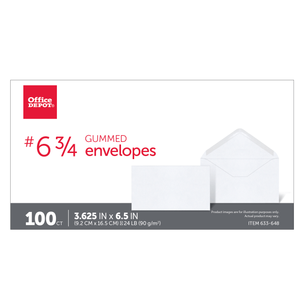 slide 2 of 4, Office Depot Brand All-Purpose Envelopes, #6 3/4, White, 100 ct; 3 5/8 in x 6 1/2 in
